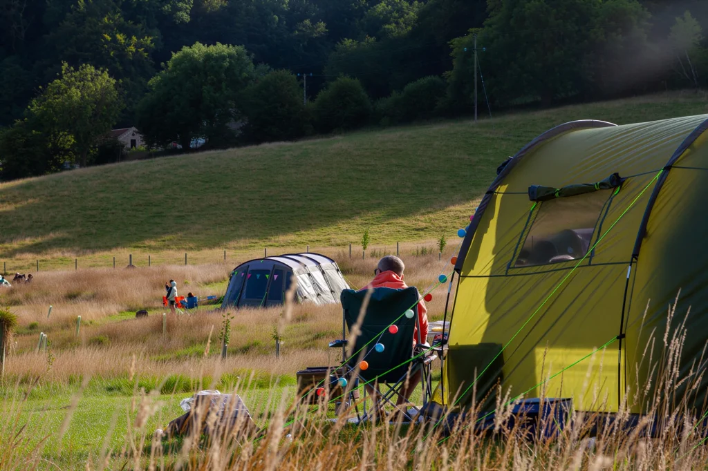 Scarborough campsite, with countryside views surrounded by woodland and nature.